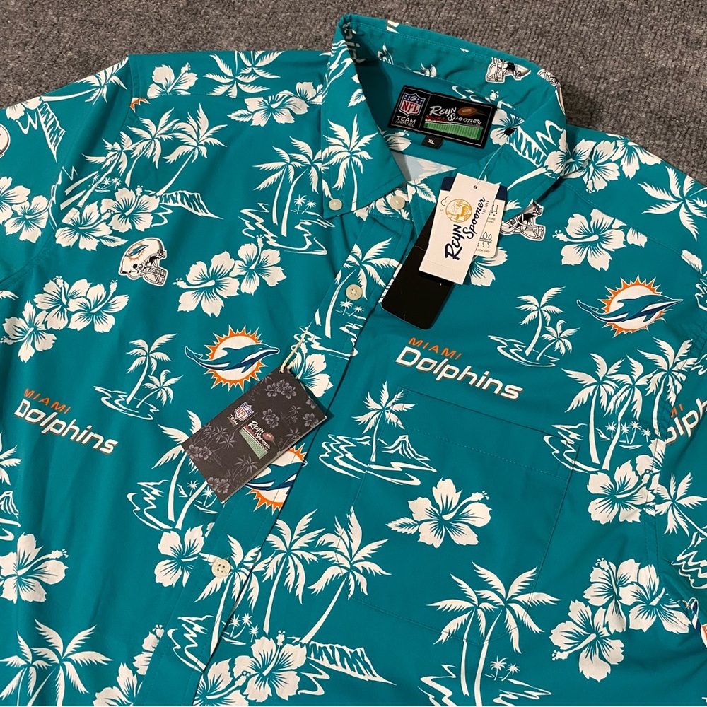 Reyn Spooner Miami Dolphins Kekai Hawaiian Shirt Mens XL NWT Button Front NWT